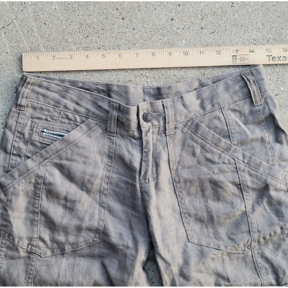 Gap Cargo Shorts Mid Rise Junior Size 1 Light Olive Green Outdoor Casual Linen - Picture 4 of 7